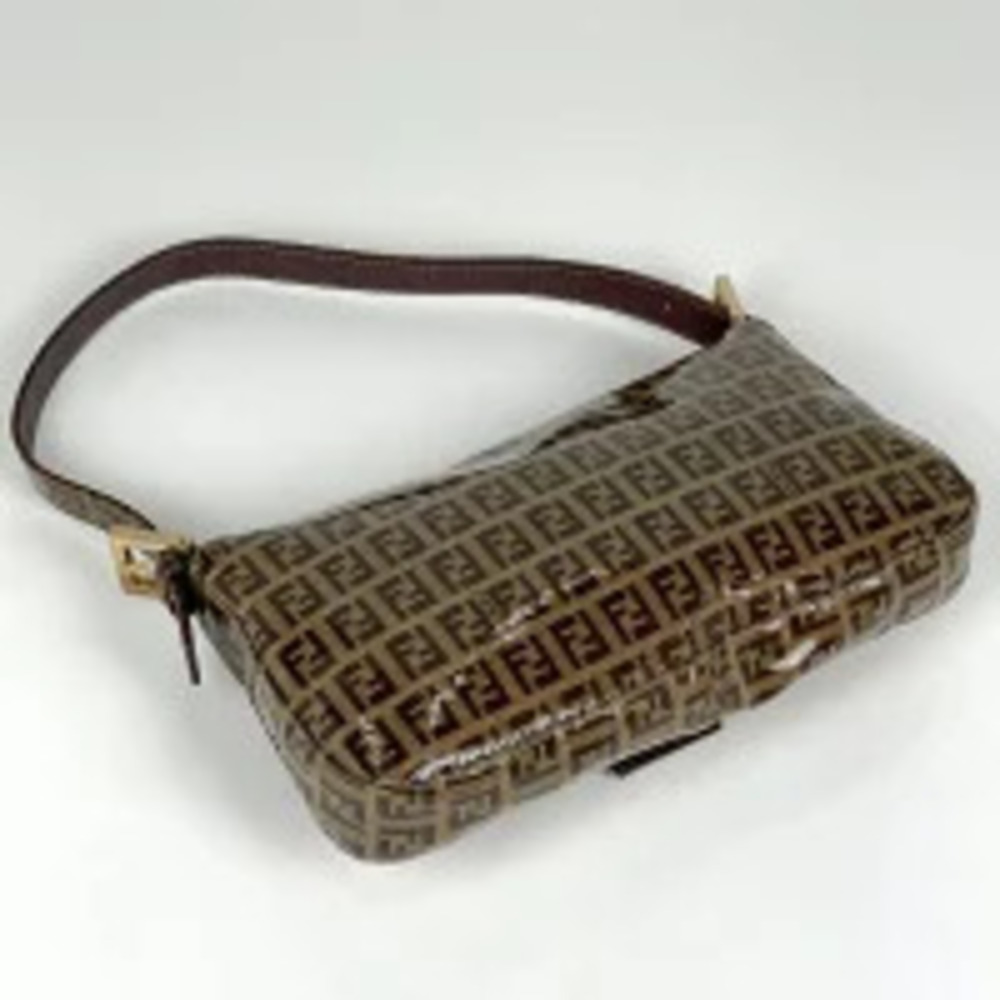 Fendi Zucchino Brown Baguette Bag Shoulder 2way Mamma Hobo Canvas Brown